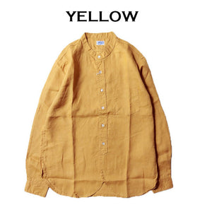 CWORKS Brooklyn Linen by FINE CREEK - band collar shirt - Seaworks Brooklyn (yellow) (black) (white) [CWST010]