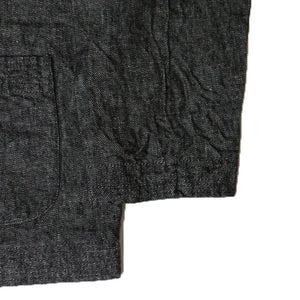 CWORKS Wall - Linen French China Jacket - by FINE CREEK シーワークス ウォール フレンチ チャイナジャケット （Denim）（black）[CWJK010]