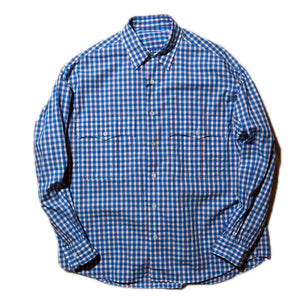 Porter Classic - ROLL UP TRICOLOR GINGHAM CHECK SHIRT ポータークラシック ロールアップ トリコロール ギンガムチェック シャツ - BLUE [PC-016-1314]