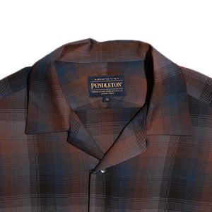PENDLETON/ Pendleton Open Collar Shirts Brown×Navy [MN-0175-9009]