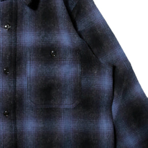 CWORKS Jaime wool shirt - シーワークス ジェイミー オンブレチェック ウール ワークシャツ（Blue）[CWST003]