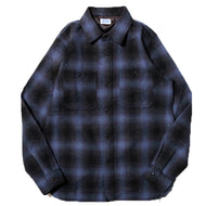 CWORKS Jaime wool shirt - シーワークス ジェイミー オンブレチェック ウール ワークシャツ（Blue）[CWST003]