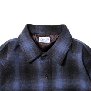 CWORKS Jaime wool shirt - シーワークス ジェイミー オンブレチェック ウール ワークシャツ（Blue）[CWST003]