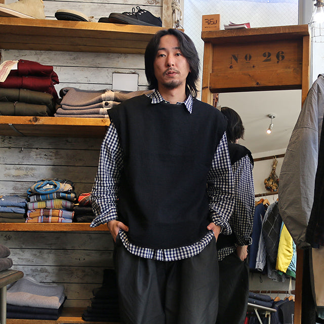 Porter Classic SASHIKO STRETCH 2WAY VEST ポータークラシック 刺し子ストレッチ2ウェイベスト  （BLACK）[PC-055-1536]