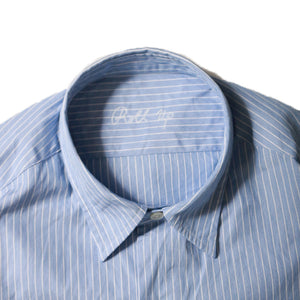 Porter Classic ROLL UP STRIPE SHIRT - LOGO WHITE - ポータークラシック ロールアップシャツ ロゴホワイト（BLUE）[PC-016-2229]