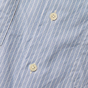 Porter Classic ROLL UP STRIPE SHIRT - LOGO WHITE - Porter Classic Roll Up Shirt Logo 白色（蓝色）[PC-016-2229]