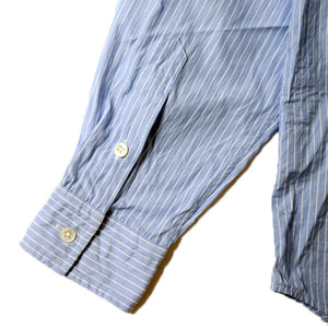 Porter Classic ROLL UP STRIPE SHIRT - LOGO WHITE - Porter Classic Roll Up Shirt Logo White (BLUE) [PC-016-2229]