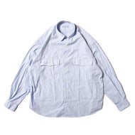 Porter Classic ROLL UP STRIPE SHIRT - LOGO BLACK - Porter Classic Roll Up Shirt Logo Black (BLUE) [PC-016-2212]
