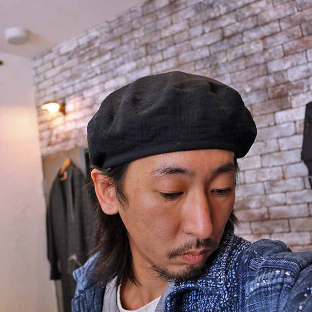 Porter Classic SASHIKO STRETCH BERET 刺し子ストレッチベレー （BLACK）[PC-055-1537]