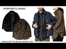 在图库查看器中加载和播放视频，PORTER CLASSIC HIGHLOFT FLEECE SHIRT JKT - Porter Classic High Loft 羊毛衬衫夹克（橄榄色）（黑色）[PC-022-2006]
